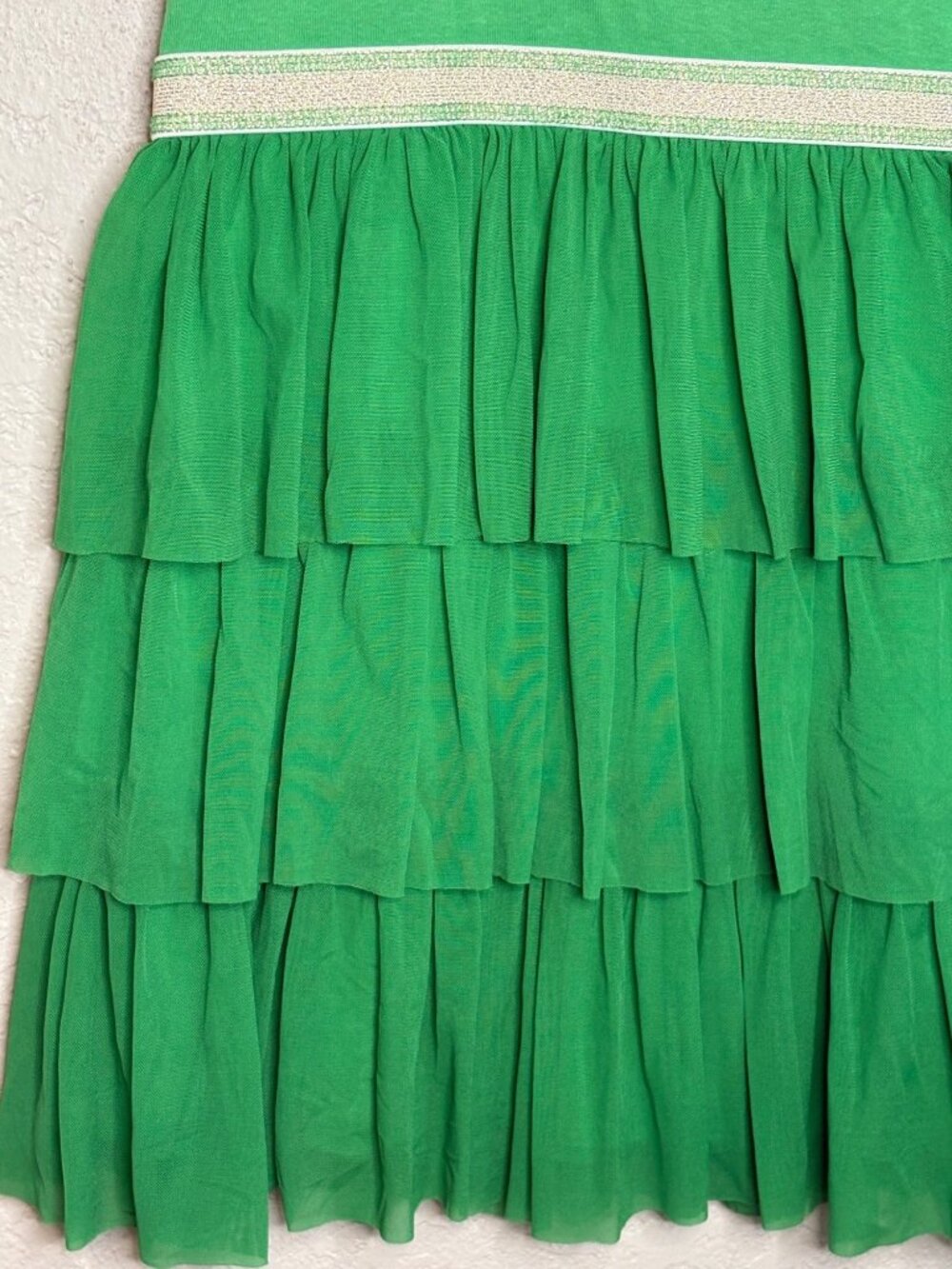 Hanna Andersson Green Girls Tiered Tank Dress With Sparkle Waistband Size 130 - Picture 3 of 9
